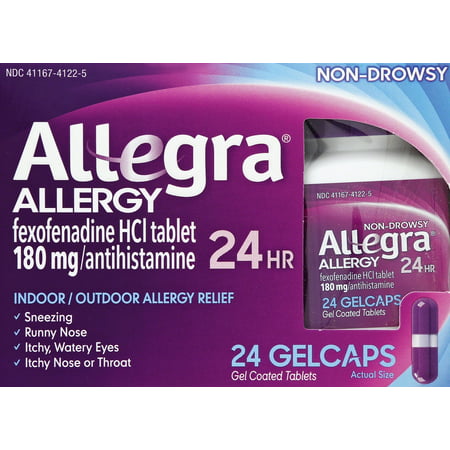 (2 pack) Allegra 24 Hour Allergy Gelcaps, 180 mg, 24 (Best Time To Take Allegra)