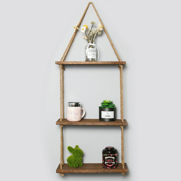 Hanging Shelves With Cotton Rope, Floating Shelves With Rope