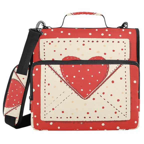 3 Ring Zipper Binder with Shoulder Strap Waterproof Trapper Keeper 2 Inch D-Ring 500 Sheets Capacity Valentines Day Love Letter