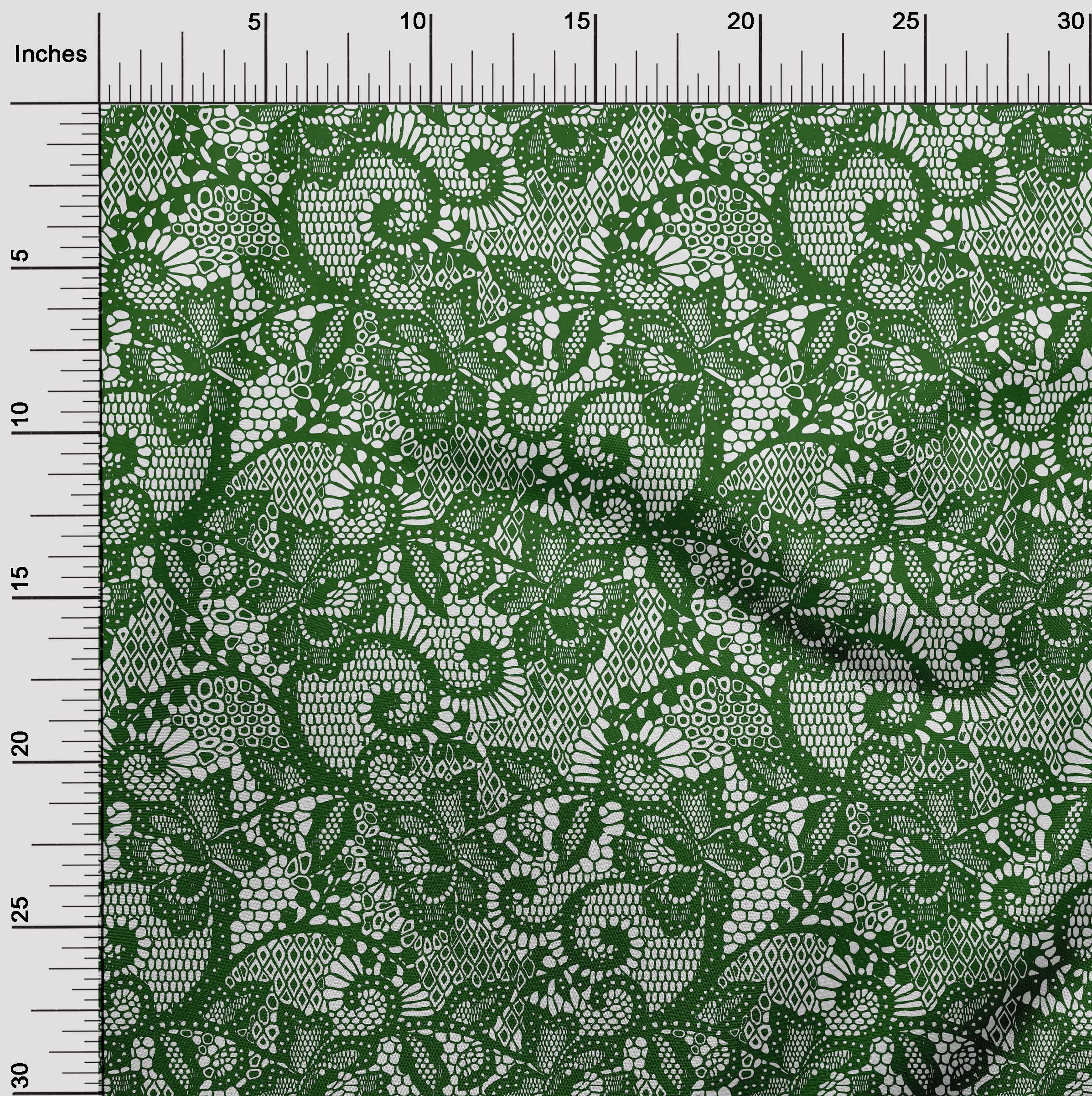 oneOone Cotton Cambric Dark Green Fabric Lace Floral Sewing Craft Projects Fabric Prints By Yard 56 Inch Wide
