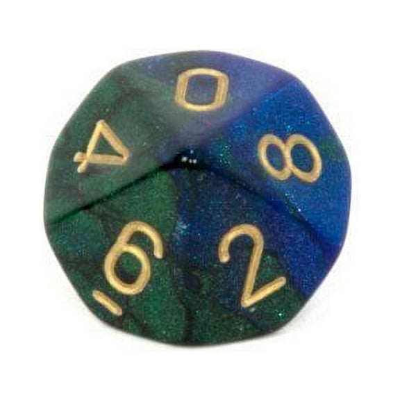 Chessex Manufacturing Chessex Dice Sets: Gemini Blue & Green With Gold - Ten Sided Die D10 Set (10) Game_Dice