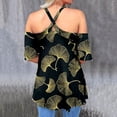 thumbnail image 4 of Mujeres Verano Sexy Cruz Halter Cuello Hombro Manga Corta Impreso Elegante Casual Túnica Camisas Tops Pompotops hfajkhk133239, 4 of 6