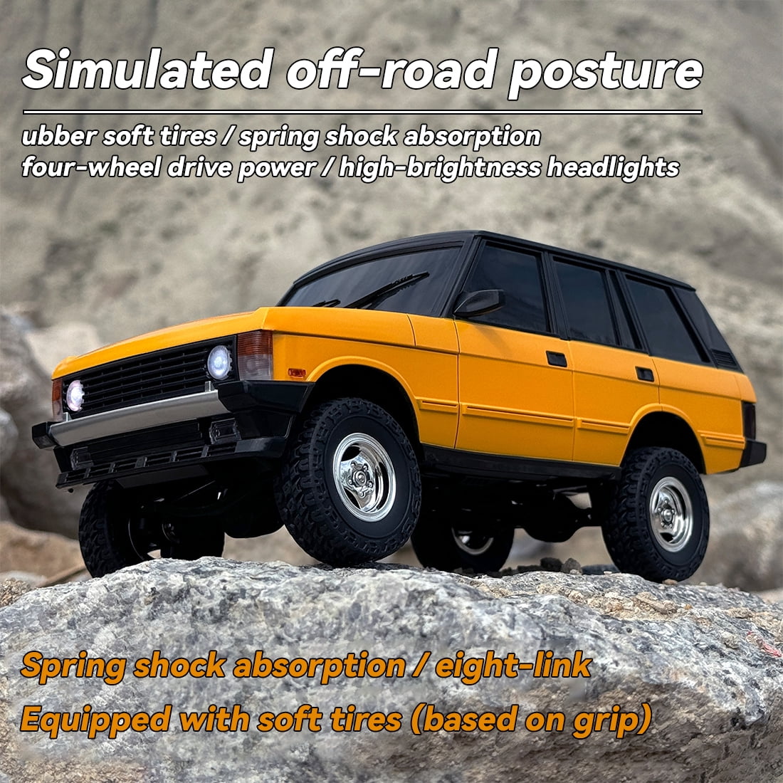 Off-Road RC Car, 1/18 Scale 2.4G 3CH 4WD RC Crawler Car with Flip-up Headlights, RTR Hobby Grade Collectible Model Gift for Adults & Hobbyists