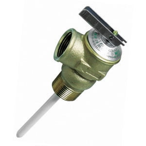 Camco Water Heater Pressure Relief Valve 10473 Pressure Relief Factory Set At 150 PSI; 3/4 Inch NPT Thread Valve; 4 Inch Probe Length