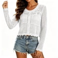 thumbnail image 5 of PBFRDSJ Long Sleeve Cardigan for Women Knit Crochet Button Down Sun Protection Cover Up Trendy Summer Sweaters for Casual Vacation, 5 of 6