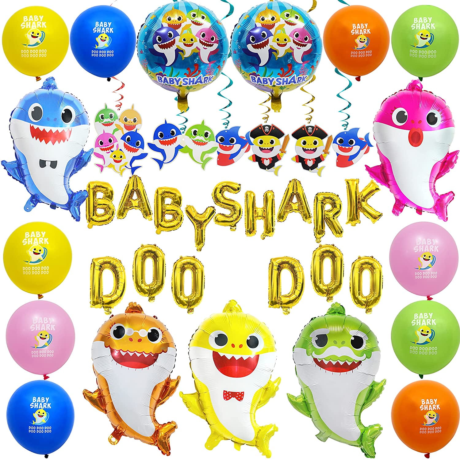 Baby Shark Doo Doo Party Decorations Ocean Theme Birthday Party Include Baby Shark Family Doo Doo Foil Balloons For Baby Shower 1st 2nd 3rd Girl Boy ay Party Walmart Com