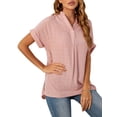 thumbnail image 5 of hirigin Women Short Sleeve T-shirts Solid Color/ Printed Summer V-neck Loose Casual Tops Blouse Streetwear, 5 of 9