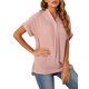 thumbnail image 5 of VISgogo, camisetas de manga corta para mujer, Color sólido/estampado, verano, cuello en V, blusas casuales sueltas, blusa, ropa de calle VISgogo moda, 5 of 9