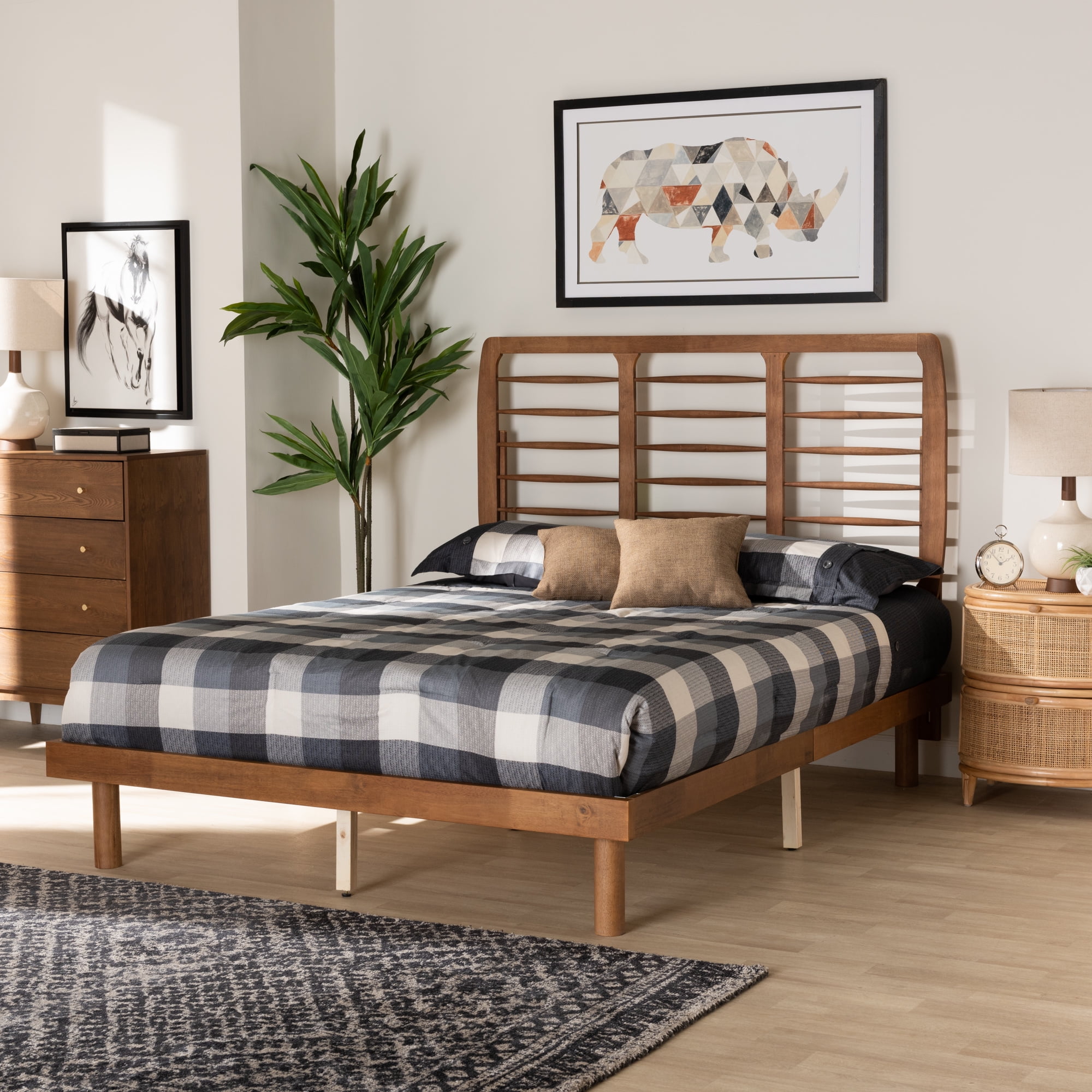Baxton Studio Petra Mid-Century Modern Ash Walnut Finished Wood King Size Platform Bed Baxton Studio Petra Mid-Century Modern Ash Walnut Finished Wood King Size Platform Bed