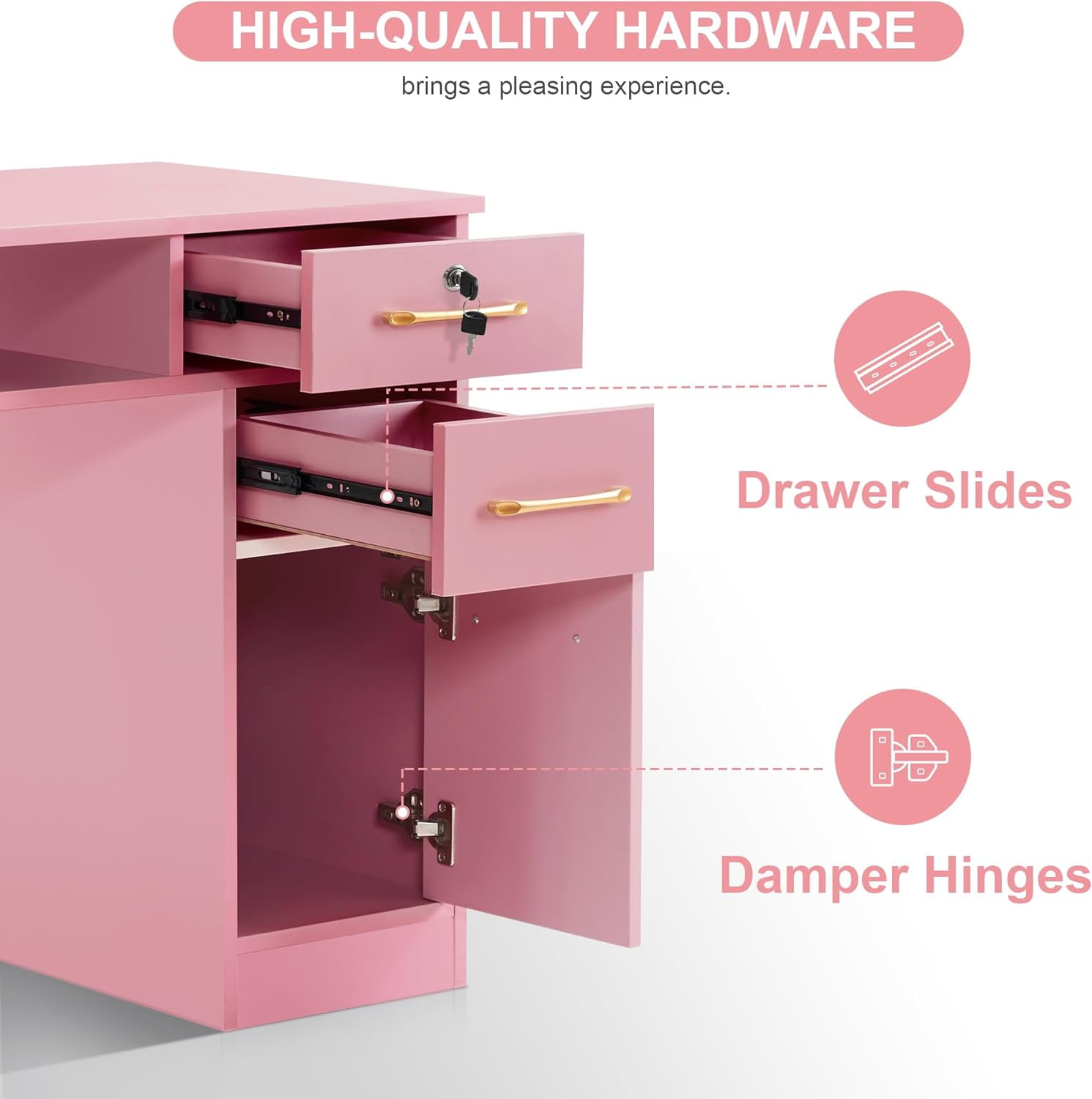 BarberPub Makeup Vanity Desk with Drawers, Manicure Table with Storage Cabinet