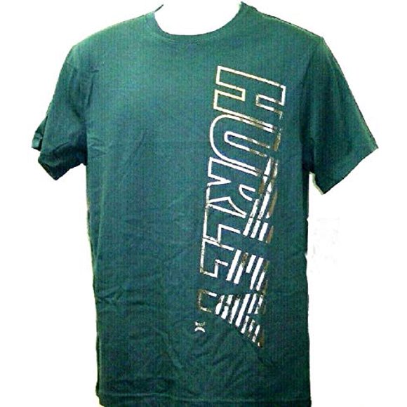 Hurley Men's Extreme Collection CVC Jersey Graphic Blue/Green T-Shirt (Large)
