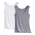 thumbnail image 2 of Trgacdwlo 2 Pcs Women's Camisole Tank Top Slim Fit Stretchy Basic Layering Everyday Wear Scoop Neck Sleeveless Undershirts, 2 of 9