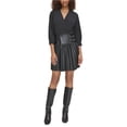 thumbnail image 1 of Karl Lagerfeld Womens Faux Leather Shutter Pleat Mini Dress, black, 10, 1 of 1