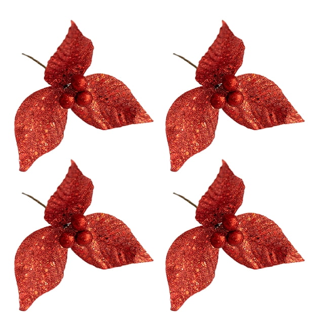Miangastore Artificial Flowers For Decor Indoor Red Cloth 4Pcs 12X12X9Cm