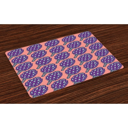 Artichoke Placemats Set of 4 Violet Roman Artichokes on Coral Backdrop Organic Cooking Theme Grocery, Washable Fabric Place Mats for Dining Room Kitchen Table Decor,Coral and Violet, by (Best Place For Grocery Coupons)