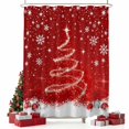thumbnail image 2 of Red Christmas Shower Curtain, Snowflake Xmas Tree Ball Winter Modern Abstract Art Waterproof Fabric Shower Curtains with 12 Hooks, Bathroom Curtain Set for Bathroom Accessories Decor, 48 x 72 Inches, 2 of 9