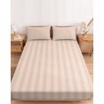 thumbnail image 2 of King Size Fitted Sheet Set - Peach Pink Stripes 3 Piece Bedding Sets 16" Deep Pocket Fitted Sheet with 2 Pillowcases, Modern Vertical Lines Geometric Simple Brushed Microfiber Hotel Luxury Bed Sheets, 2 of 9
