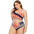 thumbnail image 6 of Women's Plus Size Bikini Sets High Waisted Two Piece Swimsuits V Neck Floral Printed Twist Front Bathing Suits (Pink, XL), 6 of 7