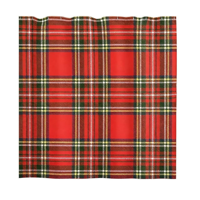 Red Shower Curtain Red Traditional Print High Density Polyester 35.43 X 70.87 Inches Waterproof With 12 Hooks No Drill Installation