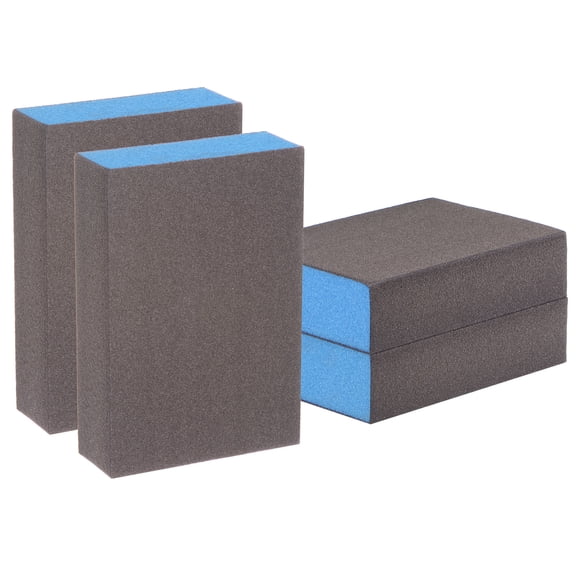 Unique Bargains 4pcs Sanding Sponge Blocks 2000-2500 Grits Sanding Block 100x70x25mm, Brown&Blue