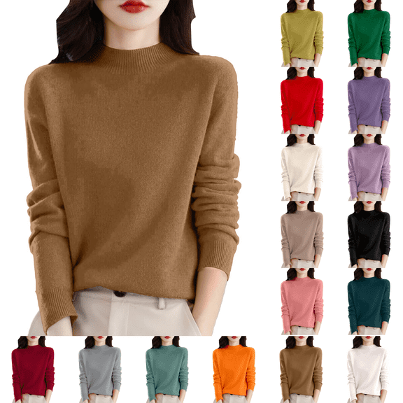 Warm Sweaters for Women Long Sleeve Crew Neck Classic Soft Pullover Sweater Loose Casual Fall Winter