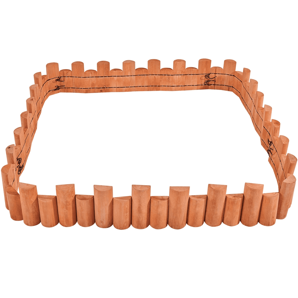 Renwick Outdoor Wooden Short Fences Garden Log Rolls,Set of 6,Brown