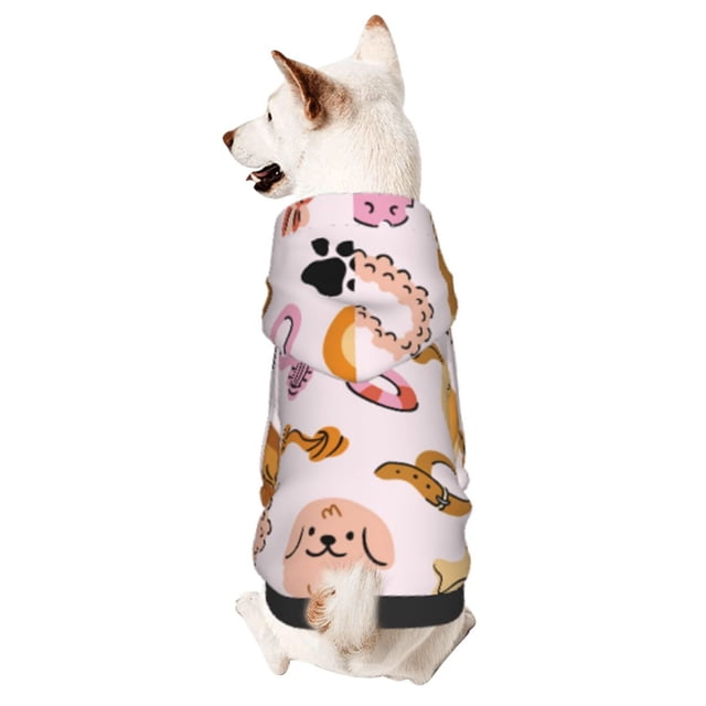 Fotbe Cute Dog Sudadera con Estampado para Perros Pequeños – Suéter con Capucha para Mascotas, Tela Suave de Forro Polar con Bolsillo-Small