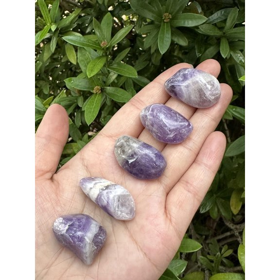 5 Pcs Chevron Amethyst Tumbled Stones, Polished Chevron Amethyst Gemstone, Chevron Amethyst Healing Crystals (Chevron Amethyst)