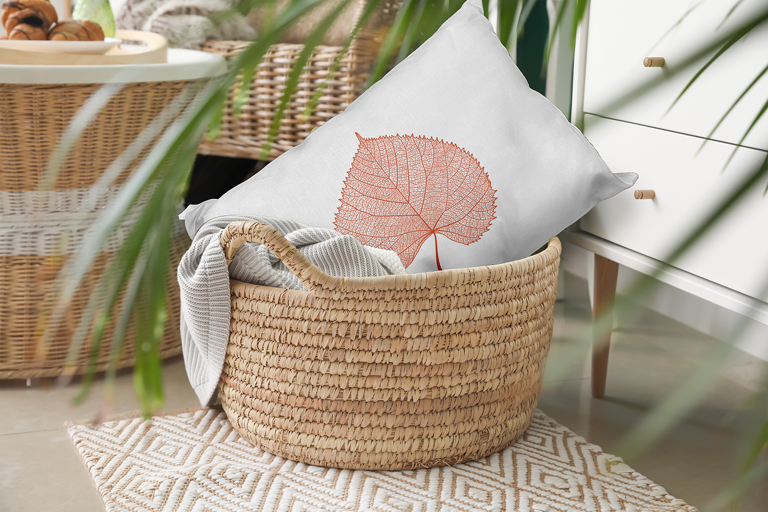 20" x 14" Simply Daisy Leaf Study Polyester Accent Pillow, Harvest Orange Qty 1