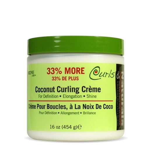 Curls & Naturals Coconut Curling Creme with Shea Butter, Natural Honey, and Coconut Oil, All Hair Type - 16 oz