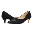 thumbnail image 3 of Women’s Pointed Toe Low Kitten Heel Pumps, Classic Office Dress Shoes with Faux Leather Cap Toe, Comfortable Work Heels, 3 of 5