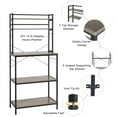 thumbnail image 3 of Ktaxon 5-Tier Baker's Rack with 10 Hooks, Industrial Microwave Oven Stand Kitchen Island Cart Storage Shelf, Wash Gray, 3 of 10