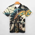 thumbnail image 3 of Indian Devil Skull Men Zipper T-shirt Summer Casual Short Sleeve T-shirt Top, 3 of 7