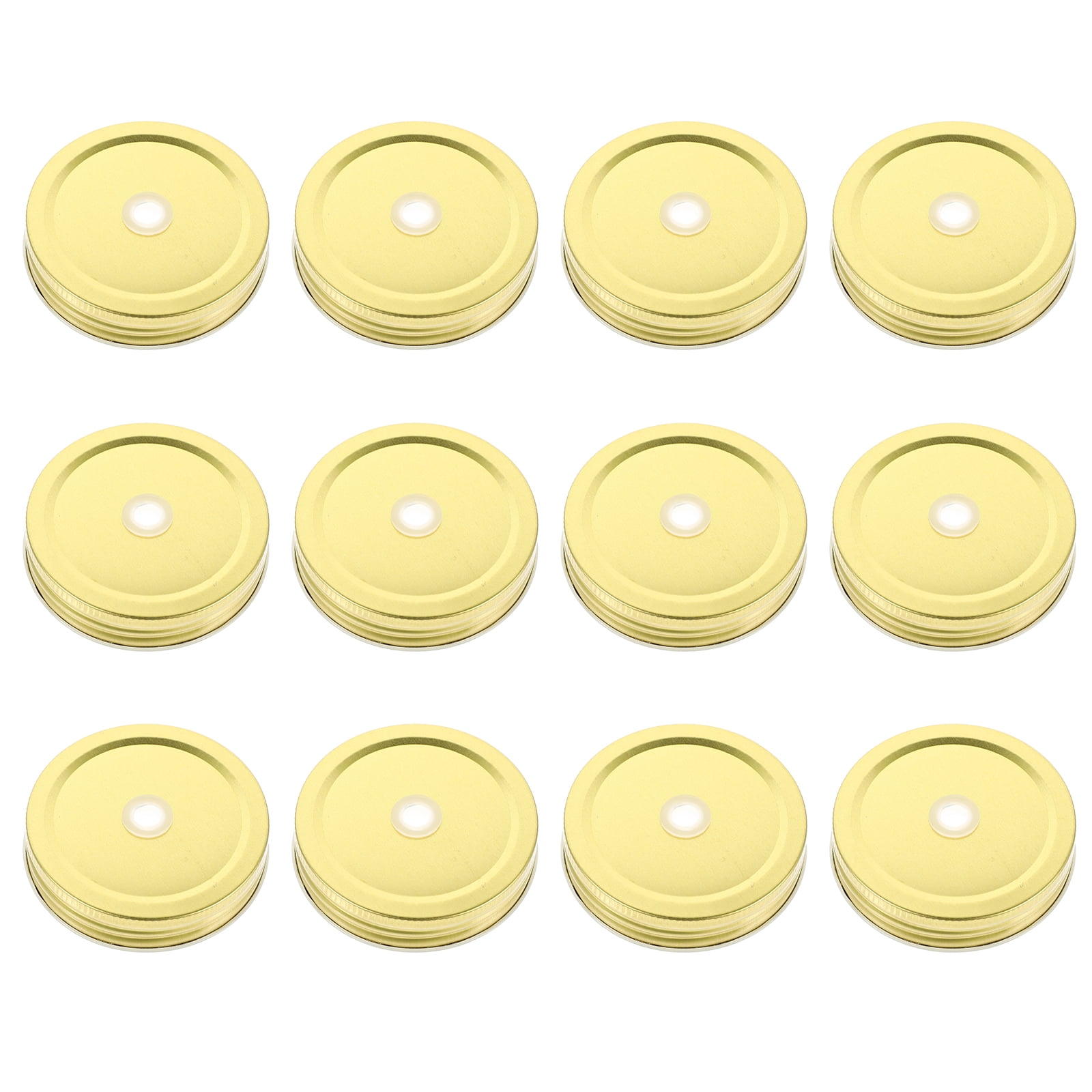 12pcs Creative Straw Hole Iron Mason Cup Lids Mason Jar Straw Lids for Home Shop