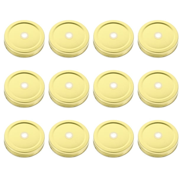 12pcs Creative Straw Hole Iron Mason Cup Lids Mason Jar Straw Lids for