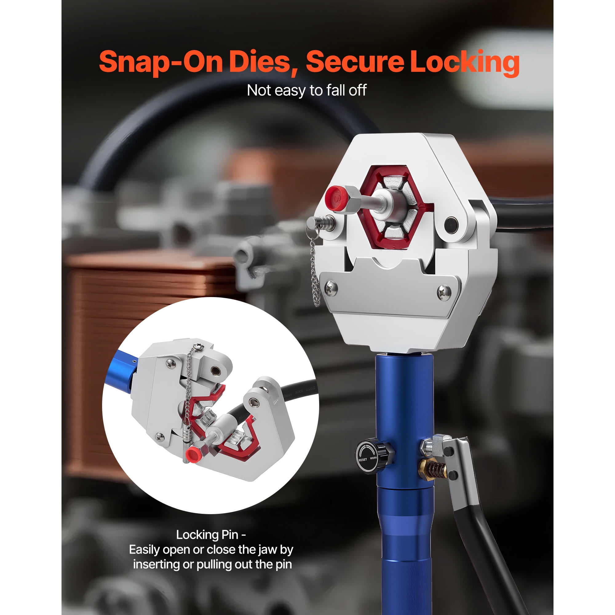 KFFKFF Hydraulic Hose Crimper Kit, Manual A/C Hose Crimping Tool with 7 Interchangeable Dies, Designed for Automotive and Air Conditioning Repairs - Includes Portable Carrying Case