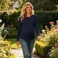 thumbnail image 6 of Bixock Women's Maternity Nursing Top Long Sleeve Maternity Shirt Crew Neck Maternity Blouse Casual Pregnant Top Maternity Clothings, 6 of 9