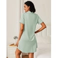 thumbnail image 3 of Ekouaer Nightgowns for Women Bamboo Viscose Sleep Shirts Button Down Night Shirt Short Sleeve Boyfriend Pajama Dress, 3 of 6