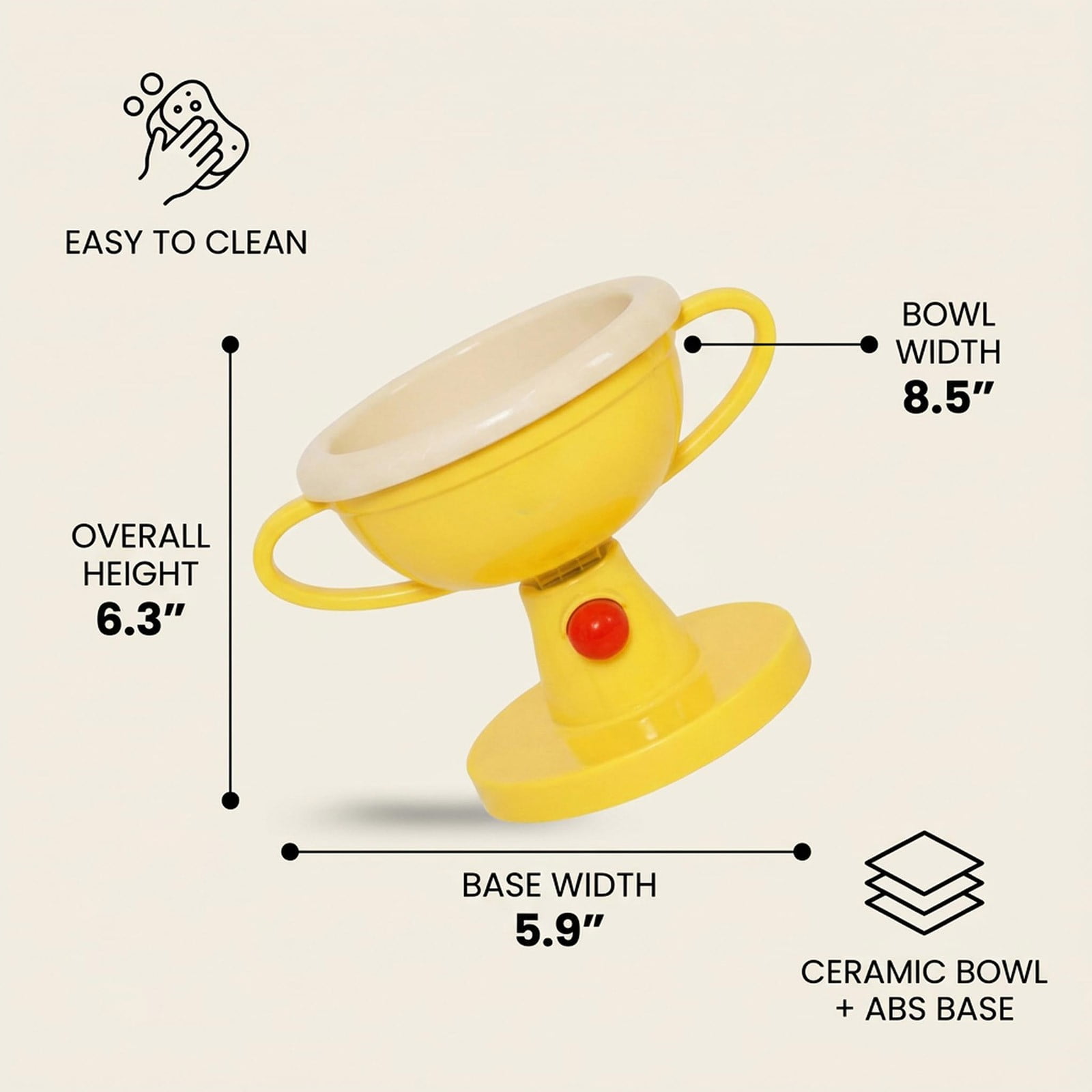 Kingtowag Adjustable Ceramic Pet Bowl Trophy with Certificate Wiper, Elevated Feeder Anti Stand, Adjustable Elevated Pet Bowl Stand Trophy Shaped Novelty Feeder, 5 Height Settings