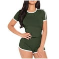 thumbnail image 2 of Tejiojio Active Women's Summer Clearance Two-piece Sets Women Solid Short Sleeves Tops Sports Shorts Sweatpants Sweatsuit, 2 of 6