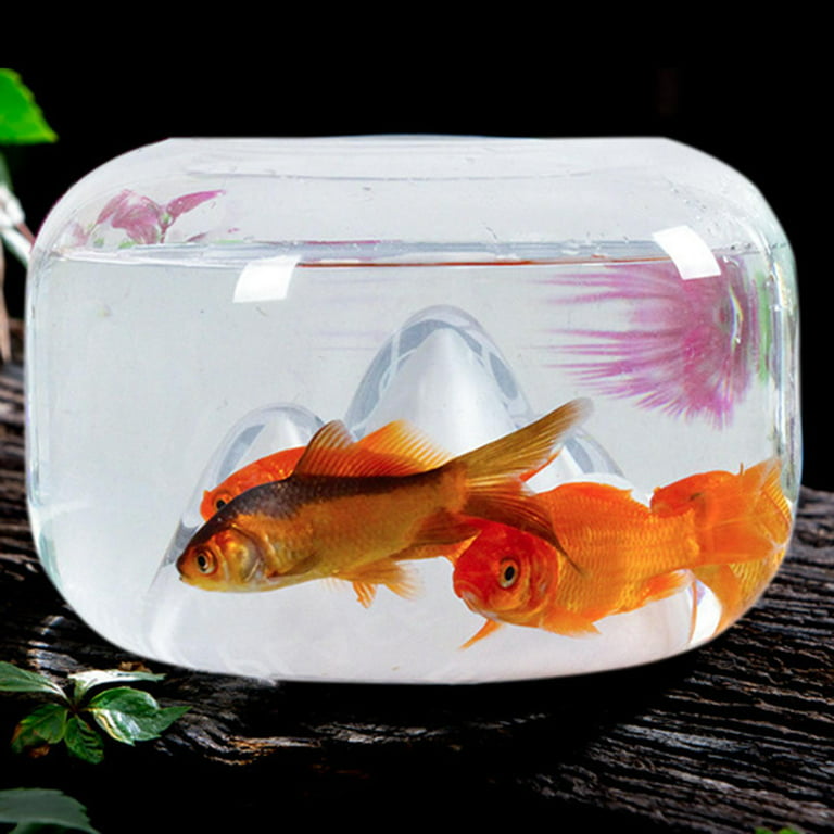 Glass Bowl Snow Mountain Goldfish Aquarium Mini Fish Tank Clear