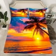 thumbnail image 2 of Erosebridal Romantic Beach Sunset Bed Sheets Twin , Coastal Palm Tree Bedding Sets Twin Size, Ocean Room Decorative 3pcs, 2 of 7