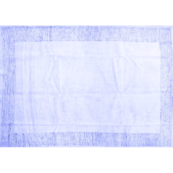 Ahgly Company Machine Washable Indoor Rectangle Solid Blue Modern Area Rugs, 5' x 8'