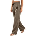 thumbnail image 5 of Oiangi Women's Wide Leg Dress Pants High Waist Tie Front Pant Pleated Casual Business Work Trousers with Pockets for Fall Khaki S, 5 of 9