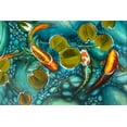 thumbnail image 5 of Oil Painting From Above of a Koi Pond with Three Colorful Fish, Photography, (12x18 Wrapped Canvas, Wall Decor, Artwork), 5 of 5