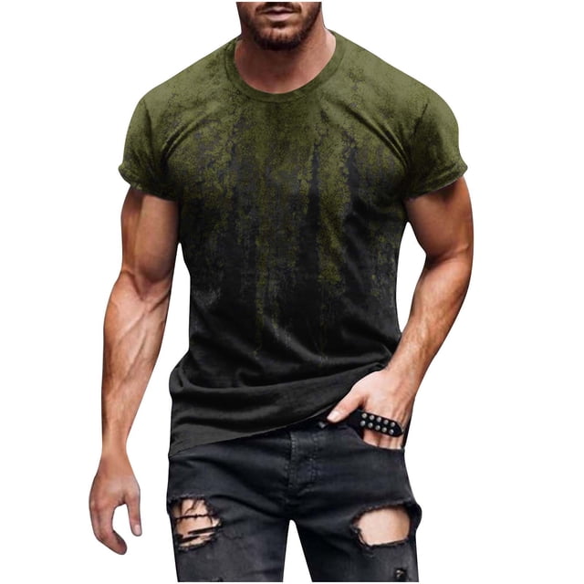 HKEJIAOI T-Shirts pour Hommes Manches Courtes Décontractées Basiques Col Rond T-Shirt