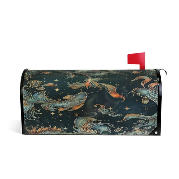 Mailbox Covers Magnetic Large Size Post Box Cover Wrap Outside Waterproof Home Yard Garden Decor Fishes and Star 25.5x21