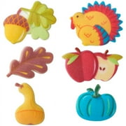 Edible Turkey Harvest Molded Sugar Cake/Cupcake Decorations - 12 ct