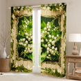 thumbnail image 2 of Feelyou Girls Spring Flower Blackout Curtains Set of 2 (52x84 Each), Green Leaves Plant Window Curtains, Kawaii Lily Floral Curtains and Drapes, Blackout Curtains Bedroom Decor, 2 of 6