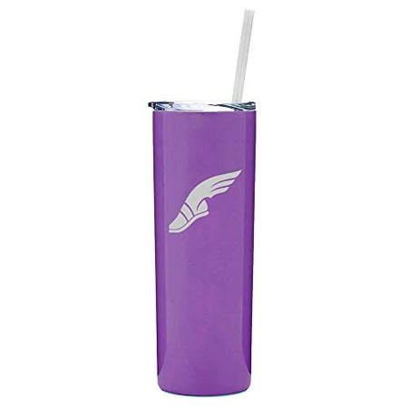 

20 oz Skinny Tall Tumbler Stainless Steel Vacuum Insulated Travel Mug With Straw Track & Field Wing Shoe (Purple)